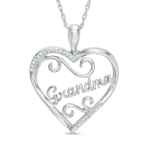 1/15 Ct. T.W. Diamond Grandma Heart Pendant In Sterling