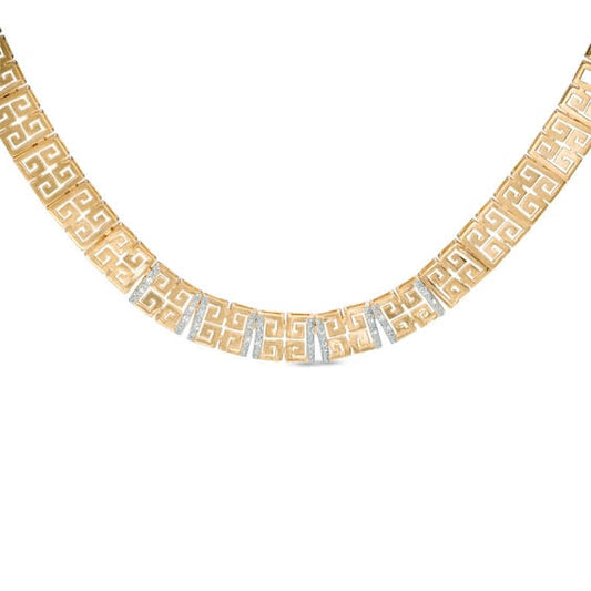 1/10 Ct. T.W. Diamond Greek Key Necklace In Sterling