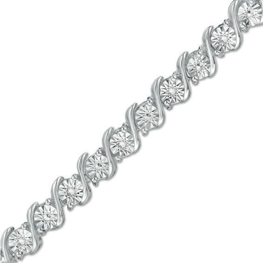 1/10 Ct. T.W. Diamond S Tennis Bracelet In Sterling