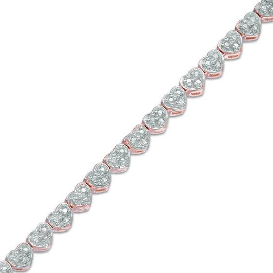 1/10 Ct. T.W. Diamond Heart Bracelet In Sterling