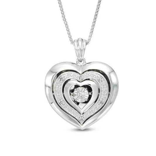 1/20 Ct. T.W. Diamond Triple Heart Locket In Sterling