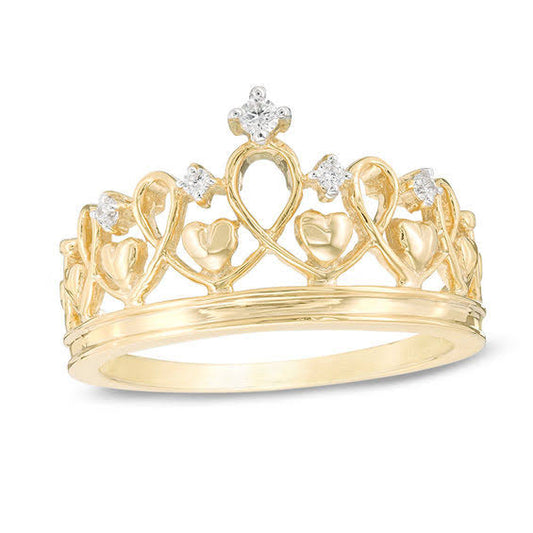 1/15 Ct. T.W. Diamond Heart Crown Ring In Sterling