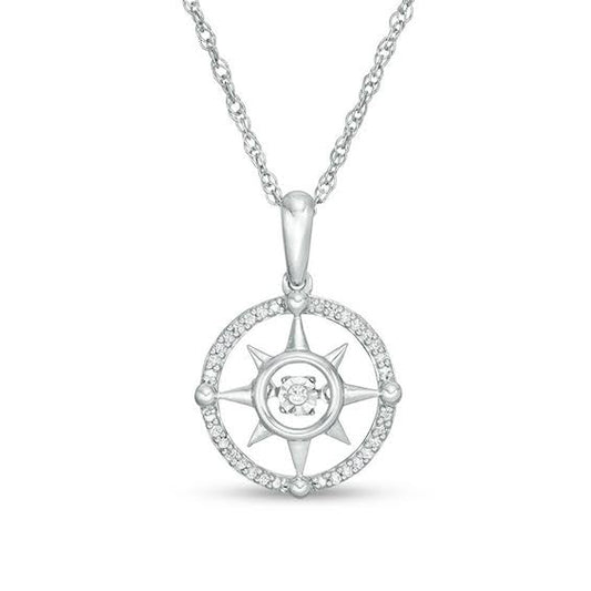 1/15 Ct. T.W. Diamond Compass Pendant In Sterling