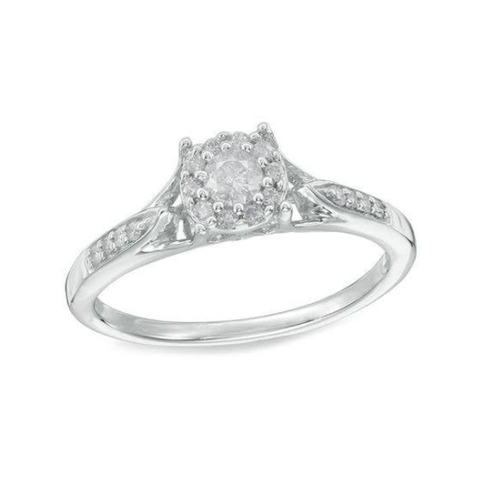 1/4 Ct. T.W. Diamond Frame Promise Ring In Sterling