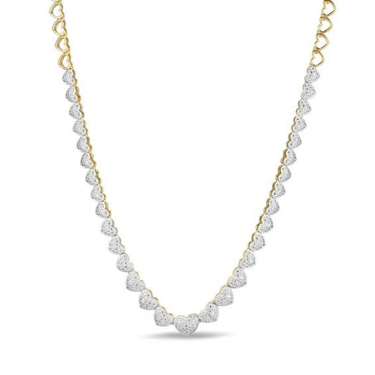 1/10 Ct. T.W. Diamond Hearts Necklace In Sterling