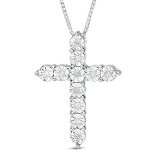 1/10 Ct. T.W. Diamond Cross Pendant In Sterling