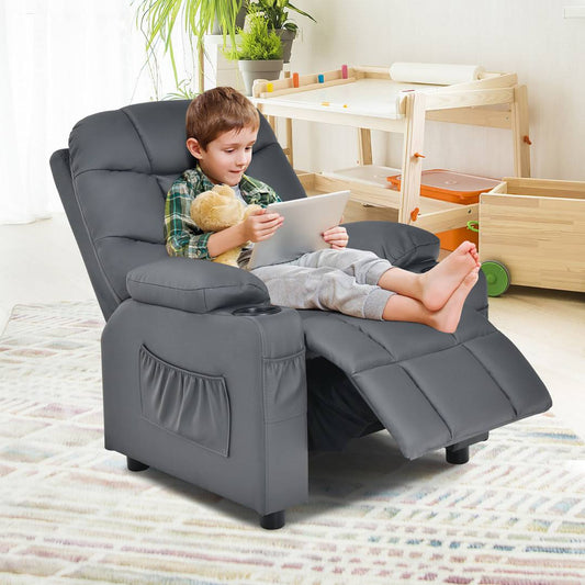 Youth Kids Recliner Chair With Cup Holder Harriet Bee