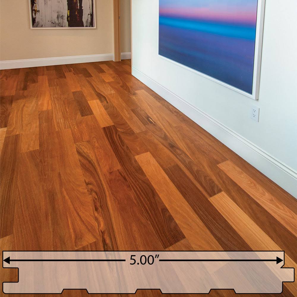 (Brazilian Teak) Solid Flooring 5′′ Prefinished Satin, $7.48/Sqft