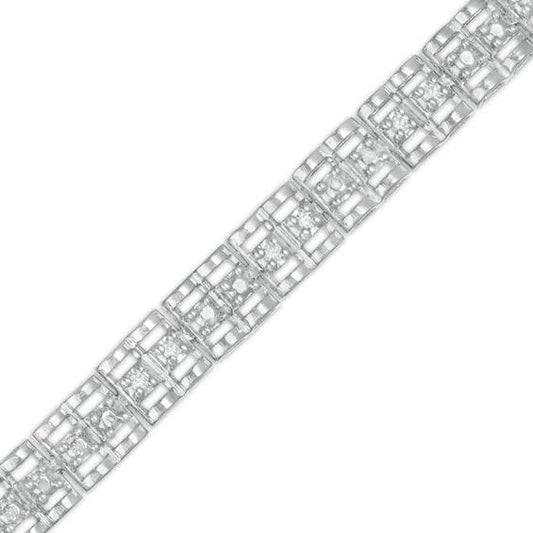 1/10 Ct. T.W. Diamond Triple-Row Link Bracelet In Sterling
