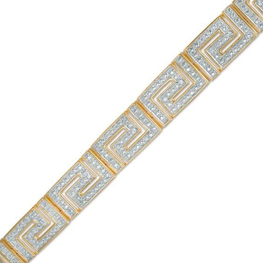 1/10 Ct. T.W. Diamond Greek Key Bracelet In Sterling