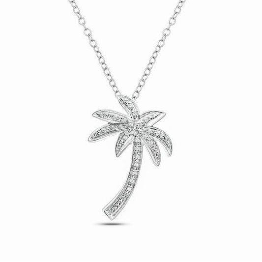1/20 Ct. T.W. Diamond Palm Tree Pendant In Sterling
