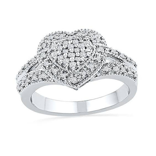 1/4 Ct. T.W. Princess-Cut Diamond Heart Ring In Sterling