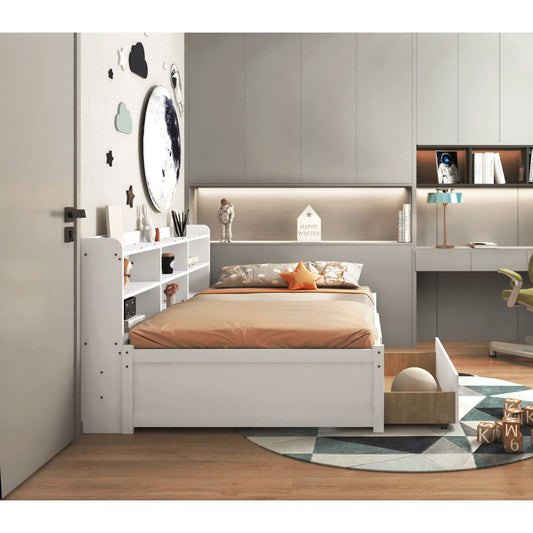 / Double Solid Wood Storage Platform Bed Options